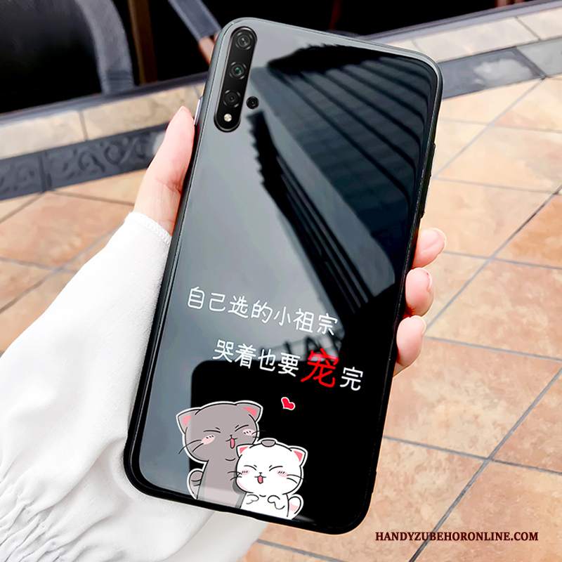 Custodia Honor 20 Cartone Animato Semplici Bianco, Cover Honor 20 Silicone Nero Bello