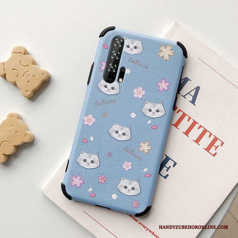 Custodia Honor 20 Pro Protezione Net Red Anti-caduta, Cover Honor 20 Pro Pelle Fresco Modello