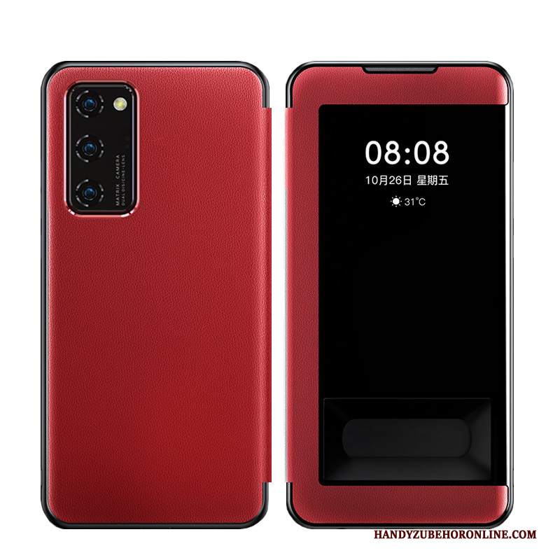 Custodia Honor View30 Pelle Rosso Affari, Cover Honor View30 Folio Telefono Morbido