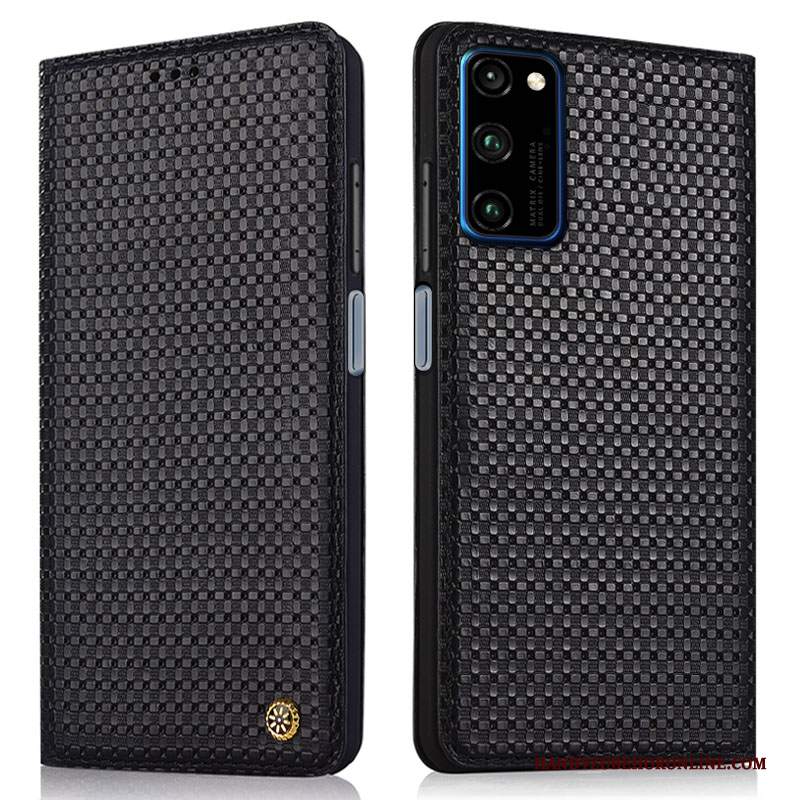 Custodia Honor View30 Pro Pelle Top In Pelle Di Personalità, Cover Honor View30 Pro Folio Nero Mucca