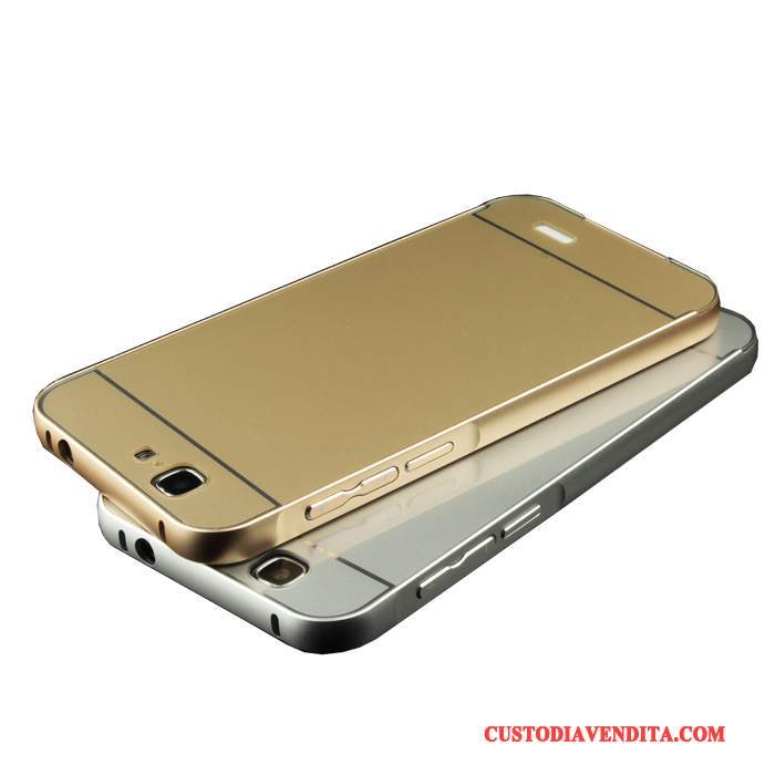 Custodia Huawei Ascend G7 Oro Metallo, Cover Huawei Ascend G7 Telefono Telaio