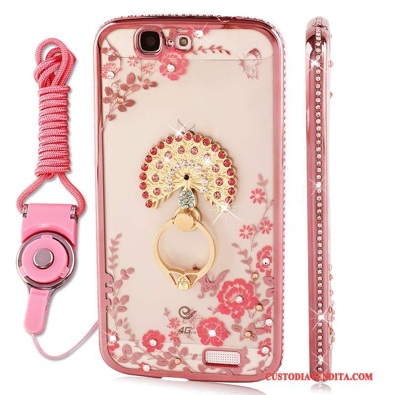 Custodia Huawei Ascend G7 Silicone Ornamenti Appesi Morbido, Cover Huawei Ascend G7 Protezione Tendenza Rosa