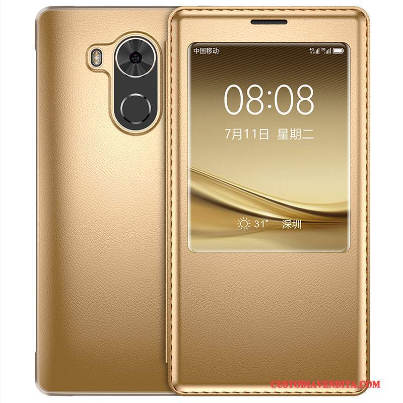Custodia Huawei Ascend Mate 7 Folio Telefono Anti-caduta, Cover Huawei Ascend Mate 7 Pelle Oro Tutto Incluso