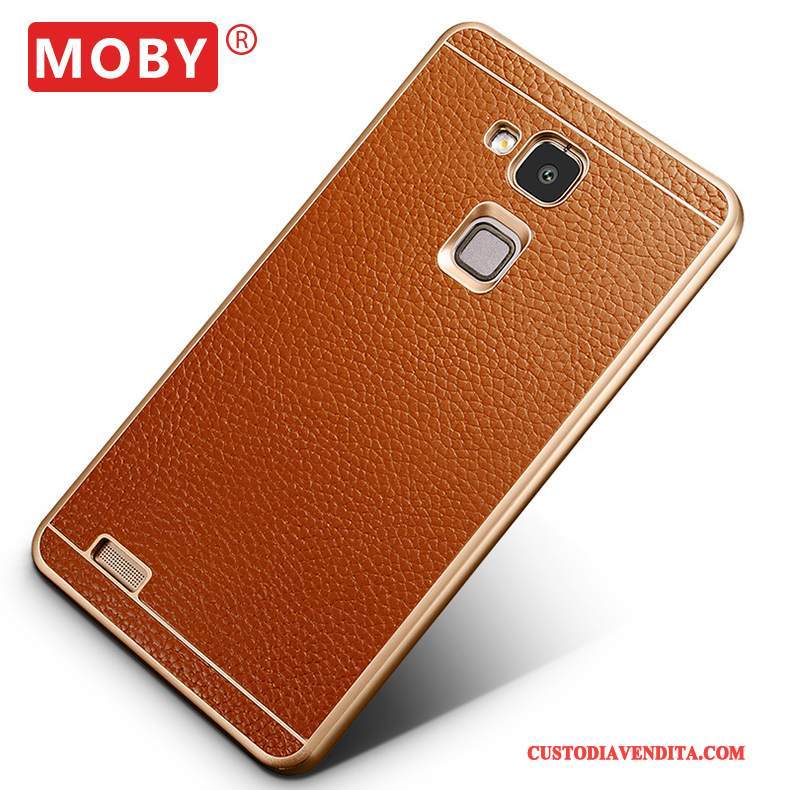 Custodia Huawei Ascend Mate 7 Pelle Metallo Telaio, Cover Huawei Ascend Mate 7 Protezione Giallotelefono