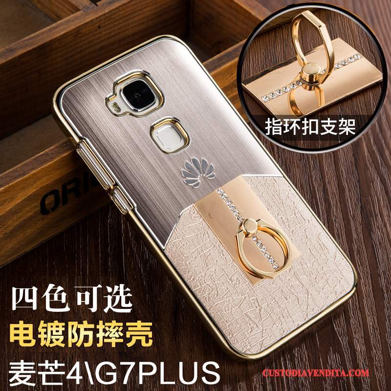 Custodia Huawei G7 Plus Protezione Metallo Plastica, Cover Huawei G7 Plus Placcatura Oro
