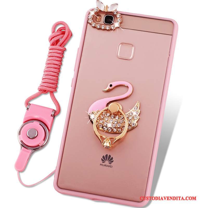 Custodia Huawei G9 Lite Silicone Rosa Morbido, Cover Huawei G9 Lite Protezione Telefono Ornamenti Appesi