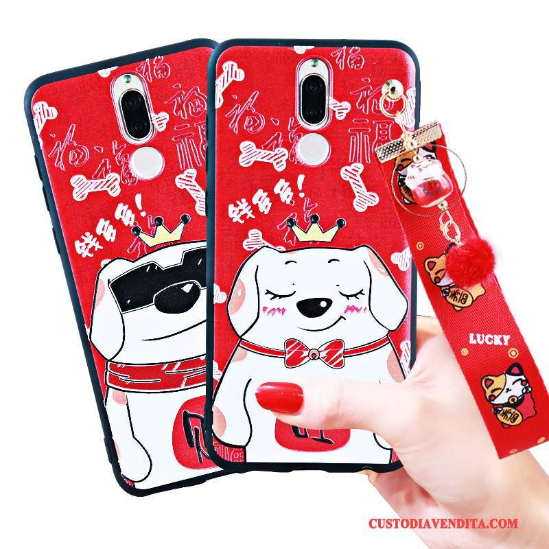 Custodia Huawei Mate 10 Lite Goffratura Anti-caduta Rosso, Cover Huawei Mate 10 Lite Telefono Gattino