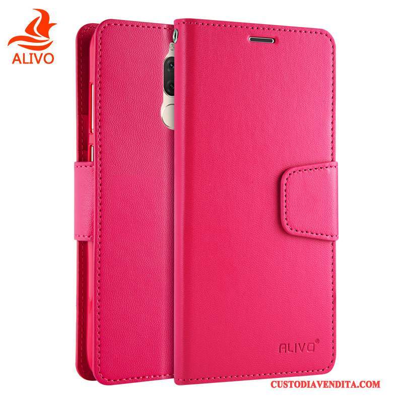 Custodia Huawei Mate 10 Lite Silicone Anti-caduta Morbido, Cover Huawei Mate 10 Lite Folio Tendenza Rosso