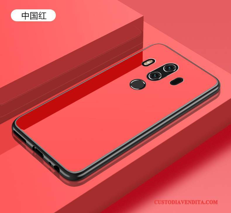 Custodia Huawei Mate 10 Pro Creativo Vetro Tutto Incluso, Cover Huawei Mate 10 Pro Silicone Rosso Anti-caduta