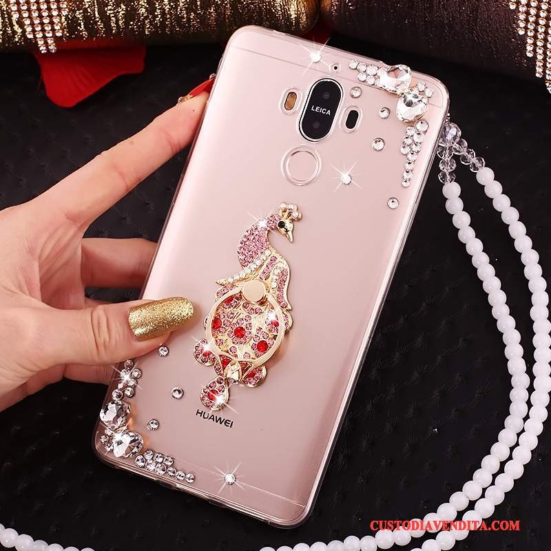 Custodia Huawei Mate 10 Pro Strass Rosso Trasparente, Cover Huawei Mate 10 Pro Telefono