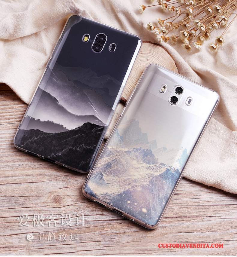 Custodia Huawei Mate 10 Silicone Nero Morbido, Cover Huawei Mate 10 Protezione Telefono Scenario