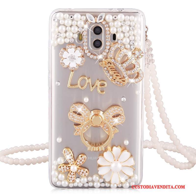 Custodia Huawei Mate 10 Strass Morbido Tutto Incluso, Cover Huawei Mate 10 Silicone Anti-caduta Ornamenti Appesi