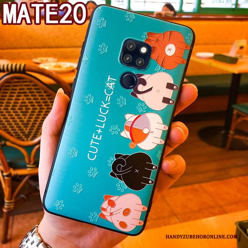 Custodia Huawei Mate 20 Silicone Ornamenti Appesi Tutto Incluso, Cover Huawei Mate 20 Protezione Gattino Verde