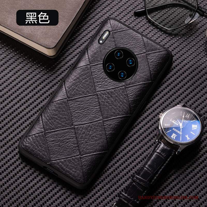 Custodia Huawei Mate 30 Pelle Sottile Marchio Di Tendenza, Cover Huawei Mate 30 Creativo Qualità Nero