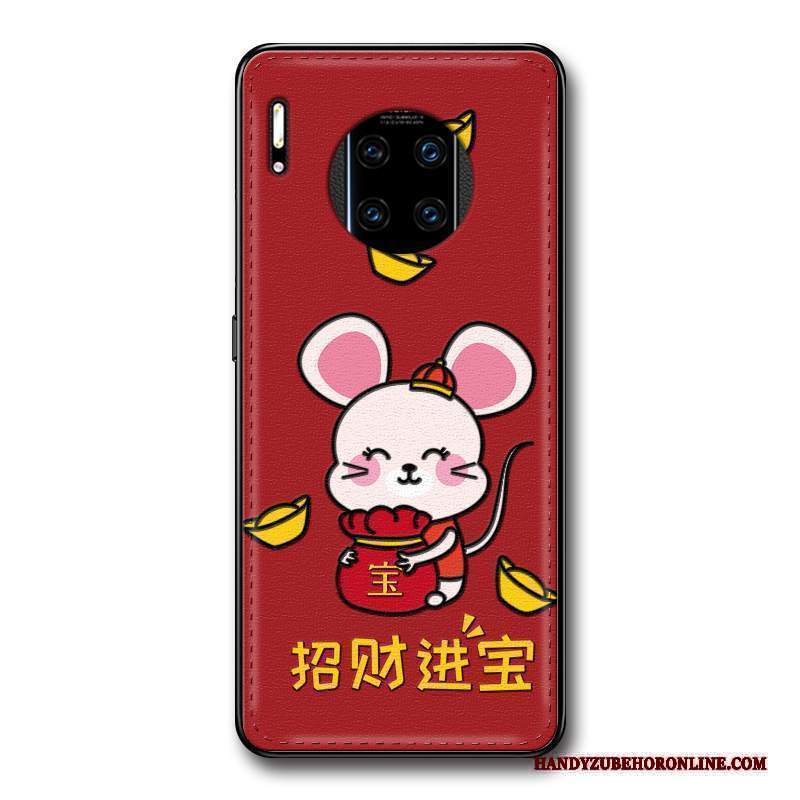 Custodia Huawei Mate 30 Rs Goffratura Ratto Nuovo, Cover Huawei Mate 30 Rs Pelle Rosso Modello