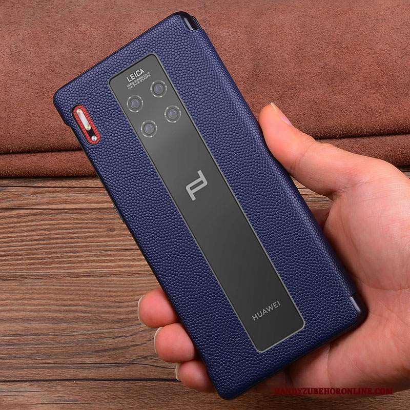 Custodia Huawei Mate 30 Rs Pelle Dormienza Blu, Cover Huawei Mate 30 Rs Folio Telefono