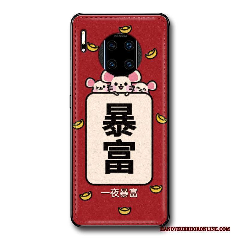 Custodia Huawei Mate 30 Rs Pelle Rosso Net Red, Cover Huawei Mate 30 Rs Protezione Nuovo Ratto