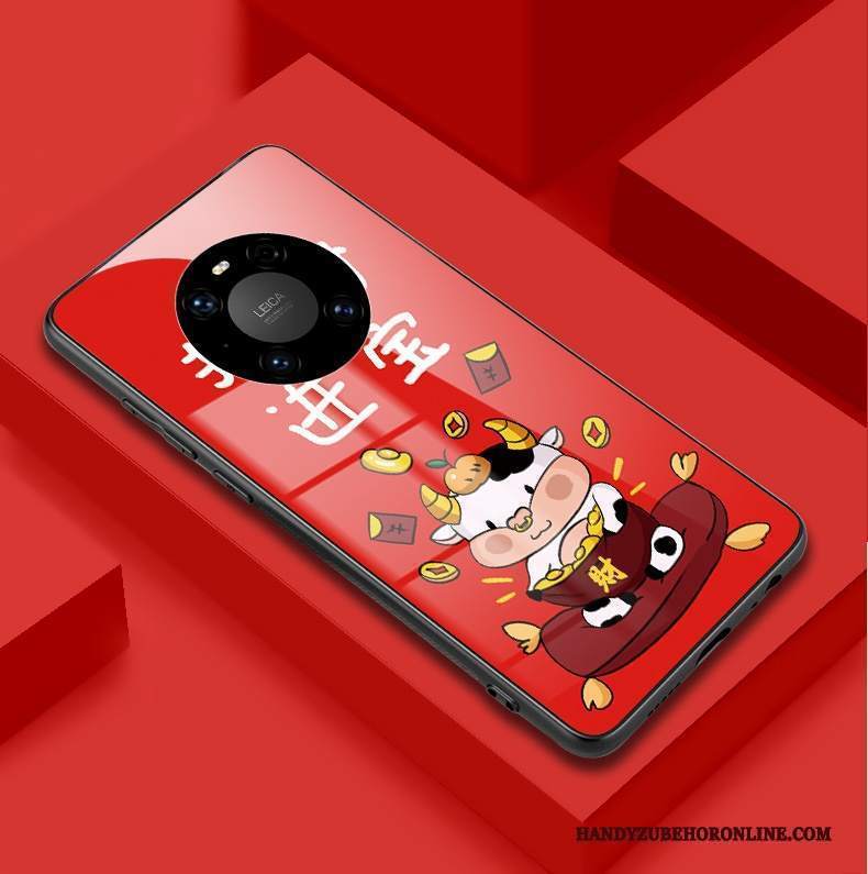 Custodia Huawei Mate 40 Pro Cartone Animato Rosso Difficile, Cover Huawei Mate 40 Pro Protezione Vetro Tutto Incluso