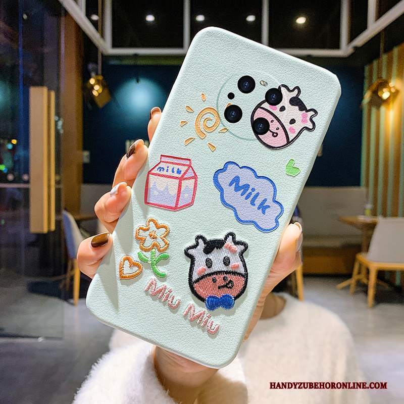 Custodia Huawei Mate 40 Pro Cartone Animato Telefono Mucca, Cover Huawei Mate 40 Pro Creativo Nuovo Ricamo