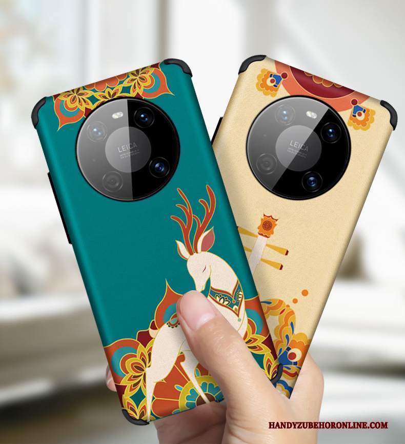 Custodia Huawei Mate 40 Pro Creativo Sottile Net Red, Cover Huawei Mate 40 Pro Vintage Tutto Incluso Blu