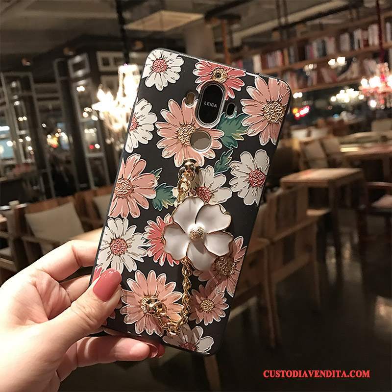 Custodia Huawei Mate 8 Colore Nero Macchiati, Cover Huawei Mate 8 Protezione Morbido Fiori