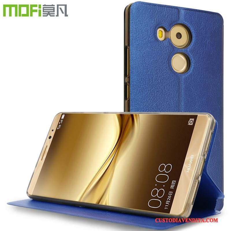 Custodia Huawei Mate 8 Folio Blu Scurotelefono, Cover Huawei Mate 8 Metallo Tutto Incluso