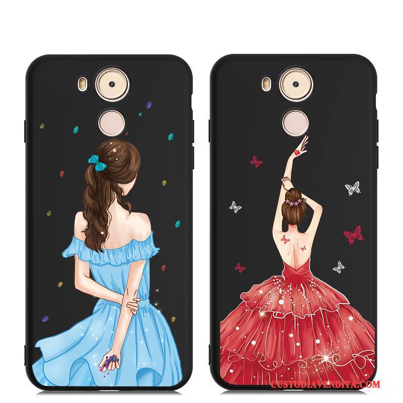 Custodia Huawei Mate 8 Silicone Telefono Morbido, Cover Huawei Mate 8 Goffratura Nero