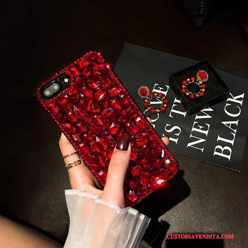 Custodia Huawei Mate 8 Strass Rosso Elegante, Cover Huawei Mate 8 Silicone Morbidotelefono