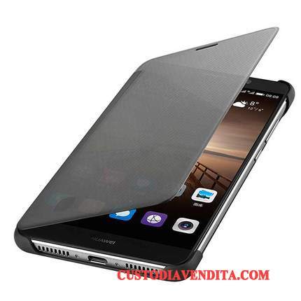 Custodia Huawei Mate 9 Pelle Sottile Nero, Cover Huawei Mate 9 Folio Telefono Anti-caduta