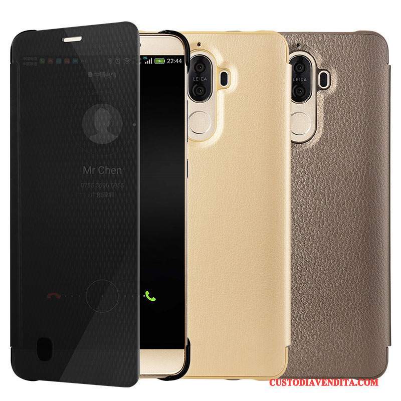 Custodia Huawei Mate 9 Pelle Telefono Oro, Cover Huawei Mate 9 Protezione Anti-caduta Tutto Incluso