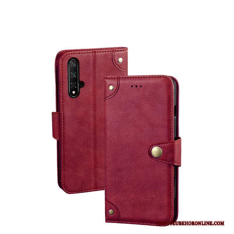 Custodia Huawei Nova 5t Protezione Fibbia Metallo, Cover Huawei Nova 5t Portafoglio Telefono Rosso