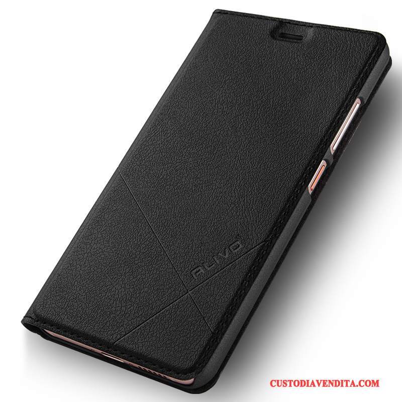 Custodia Huawei Nova Pelle Telefono Nero, Cover Huawei Nova Folio Gioventù Anti-caduta