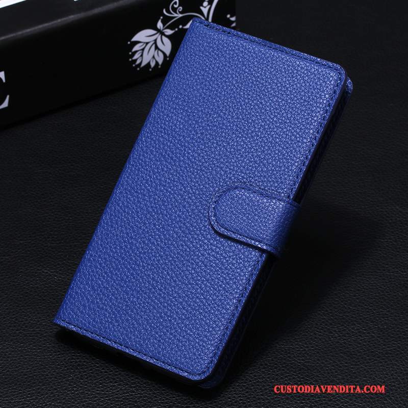 Custodia Huawei Nova Portafoglio Anti-caduta Blu, Cover Huawei Nova Pelle Telefono