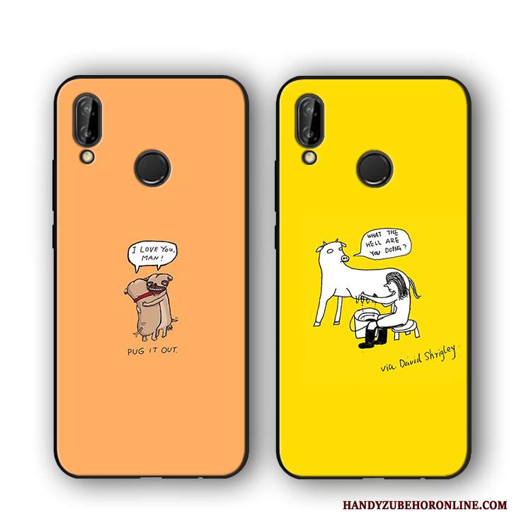 Custodia Huawei P Smart+ Cartone Animato Telefono Morbido, Cover Huawei P Smart+ Protezione Gioventù Giallo