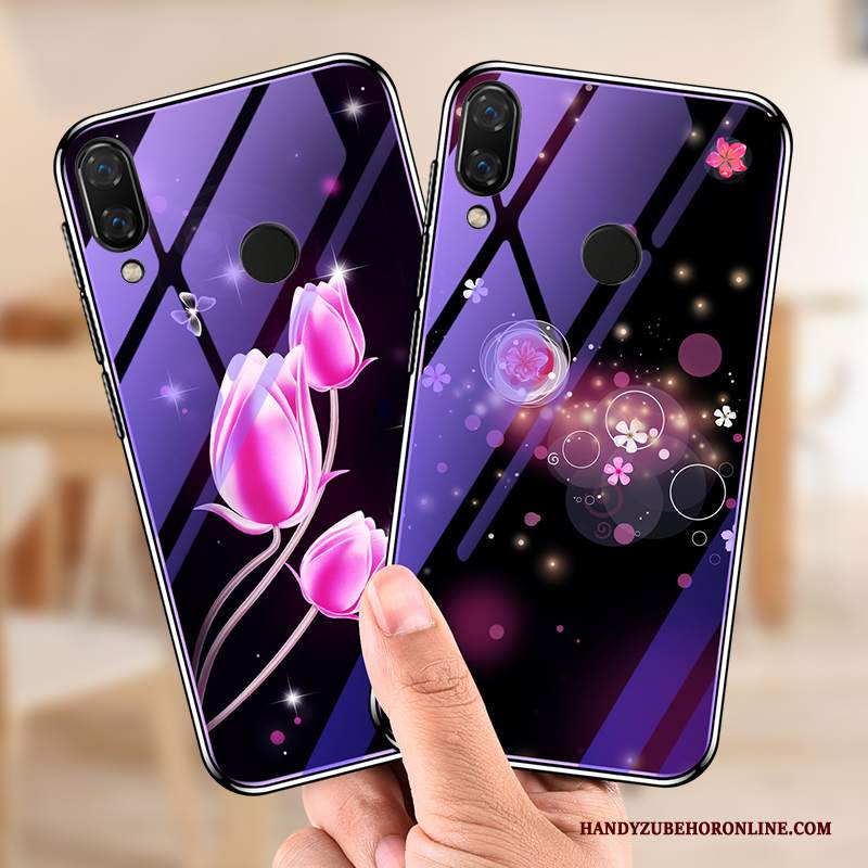 Custodia Huawei P Smart+ Creativo Porpora Sottili, Cover Huawei P Smart+ Protezione Anti-caduta Vetro