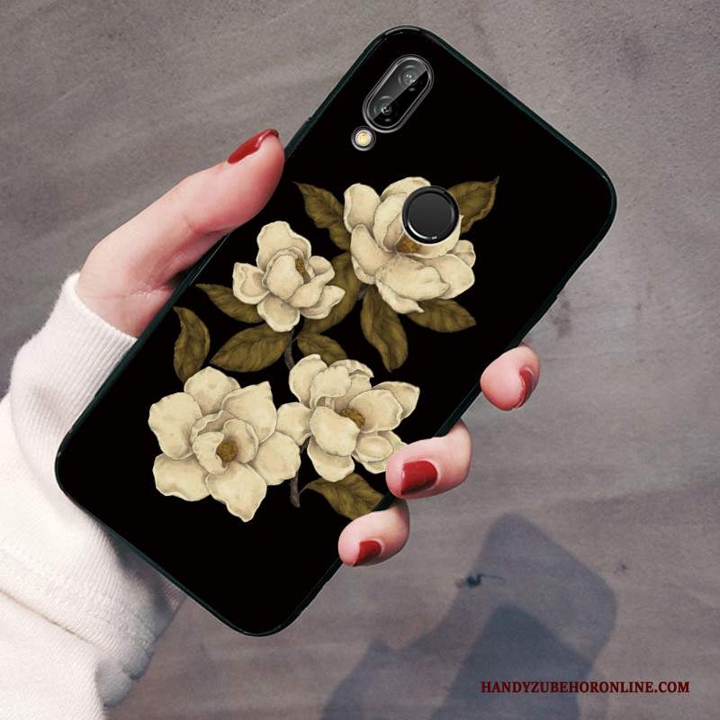 Custodia Huawei P Smart+ Protezione Nero Di Personalità, Cover Huawei P Smart+ Creativo Fiori Arte