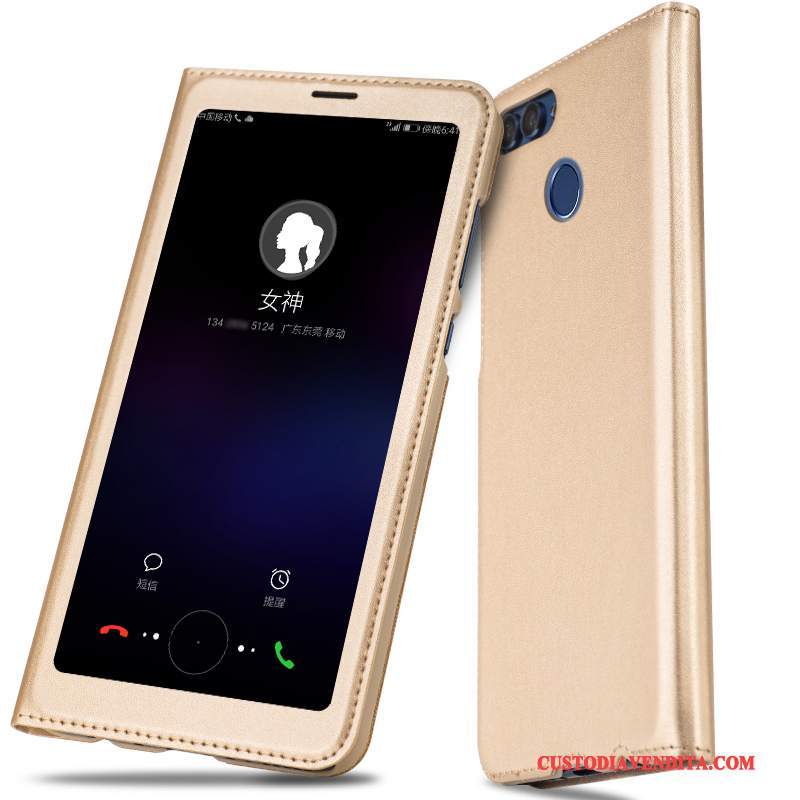Custodia Huawei P Smart Protezione Telefono Oro, Cover Huawei P Smart Folio Anti-caduta Tutto Incluso