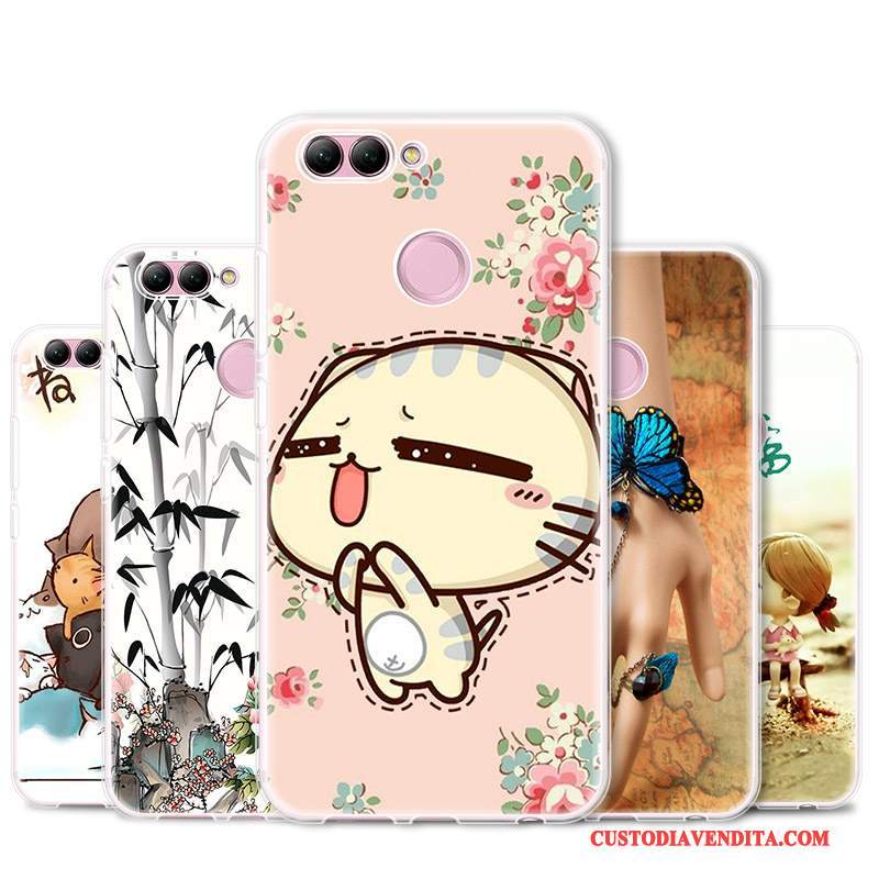 Custodia Huawei P Smart Silicone Tendenzatelefono, Cover Huawei P Smart Protezione Rosa Trasparente