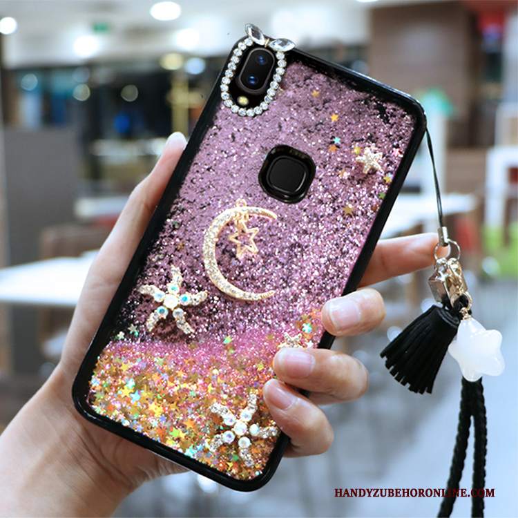Custodia Huawei P Smart+ Strass Tendenza Di Personalità, Cover Huawei P Smart+ Silicone Rosa Tutto Incluso