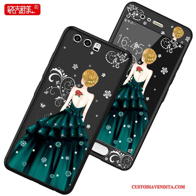 Custodia Huawei P10 Creativo Nero Macchiati, Cover Huawei P10 Protezione Anti-caduta Tutto Incluso
