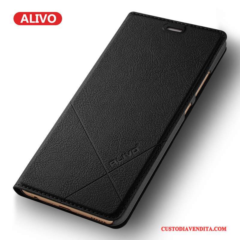 Custodia Huawei P10 Folio Telefono Nero, Cover Huawei P10 Pelle Anti-caduta