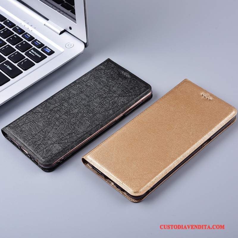 Custodia Huawei P10 Lite Silicone Nero Seta, Cover Huawei P10 Lite Pelle Telefono Oro