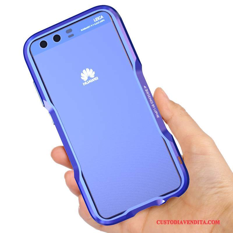 Custodia Huawei P10 Plus Creativo Metallo Telaio, Cover Huawei P10 Plus Protezione Anti-caduta Blu