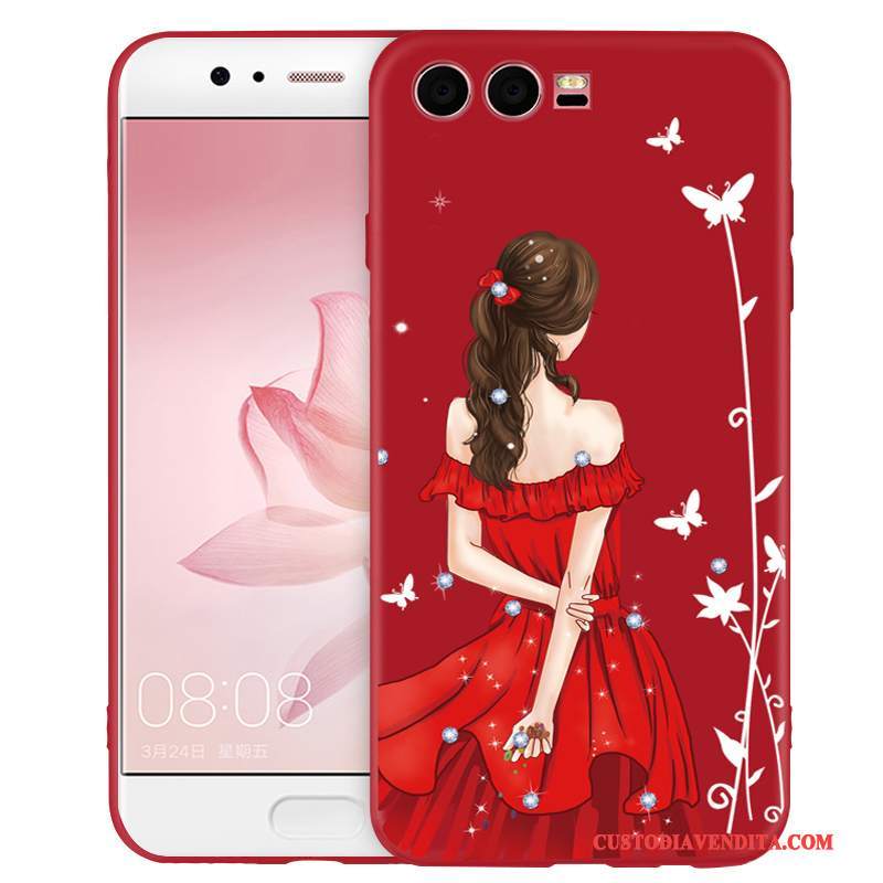 Custodia Huawei P10 Plus Creativo Tendenzatelefono, Cover Huawei P10 Plus Silicone Rosso Morbido