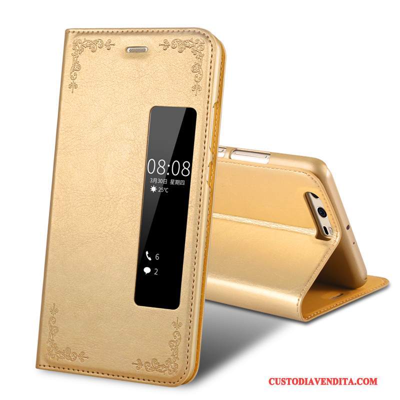 Custodia Huawei P10 Plus Folio Oro Anti-caduta, Cover Huawei P10 Plus Pelle Tutto Inclusotelefono