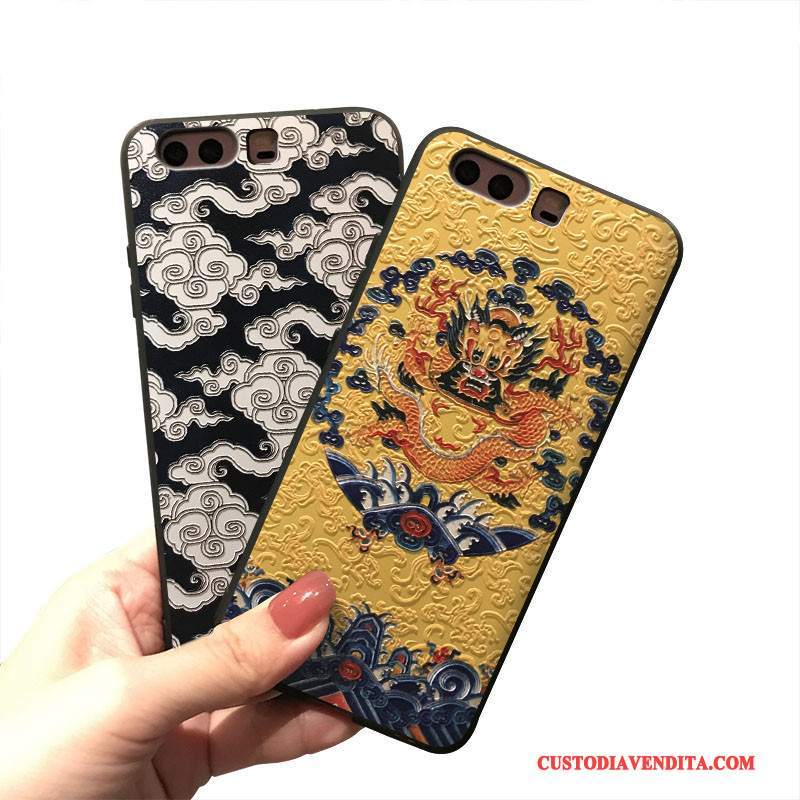 Custodia Huawei P10 Plus Silicone Blu Ornamenti Appesi, Cover Huawei P10 Plus Giallo Stile Cinese