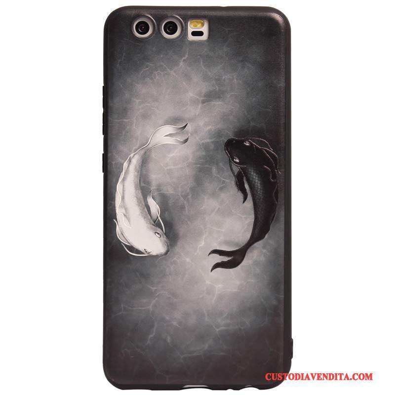 Custodia Huawei P10 Protezione Nero Anti-caduta, Cover Huawei P10 Cartone Animato Stile Cinesetelefono
