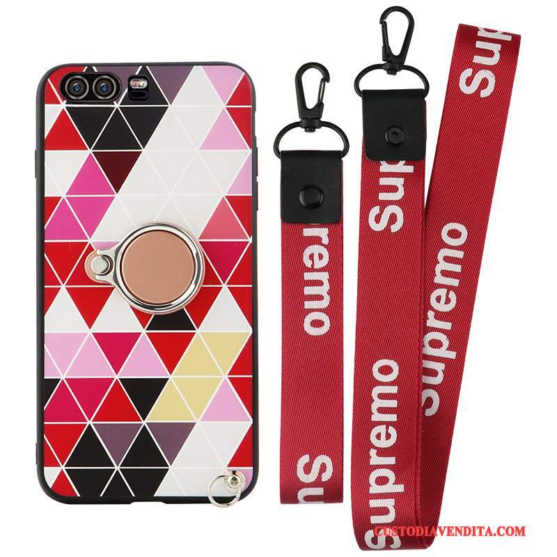 Custodia Huawei P10 Silicone Telefono Rosso, Cover Huawei P10 Net Red Ornamenti Appesi