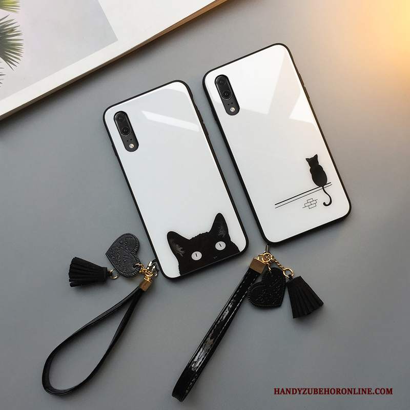 Custodia Huawei P20 Creativo Vetro Tendenza, Cover Huawei P20 Silicone Ornamenti Appesi Anti-caduta