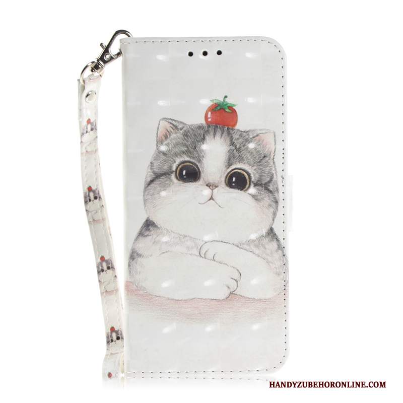 Custodia Huawei P20 Lite Protezione Telefono Gattino, Cover Huawei P20 Lite Folio Anti-caduta Bianco